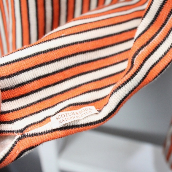 Scotch & Soda Orange Striped Long Sleeve Thermal Top Size Small - Picture 5 of 6